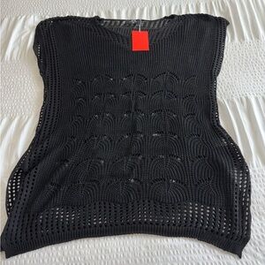 Amazon Elegant Black Crochet Swim Coverup